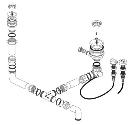 BLANCO Ablaufgarnitur 1 x 3,5'' - 1 x 1,5'' mit Ablauffernbedienung ohne berlauf modernes Sieb Ablaufgarnitur Komplett Serie: Axis, Axis II (224807)