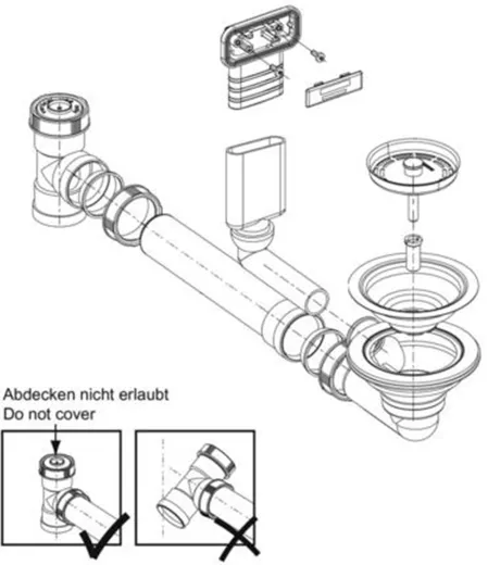 BLANCO Ablaufgarnitur 1 x 3,5'' ohne Ablauffernbedienung C-overflow modernes Sieb Komplett Serie: Claron, Clarox, Zerox (225077)