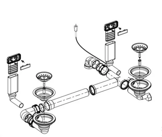 BLANCO Ablaufgarnitur 2 x 3,5'' mit Bowdenzug 2 x C-overflow modernes Sieb Ablaufgarnitur Komplett Serie: Claron, Clarox, Zerox (225085) +ZK (221339)