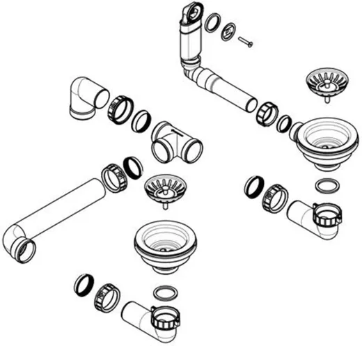 BLANCO Ablaufgarnitur 2 x 3,5'' Sieb ohne Ablauffernbedienung runder berlauf Serie:Classic,Claris,Duo,Hit,Logo,Median,Plus,Silk 1,Tipo,Twin (212245)