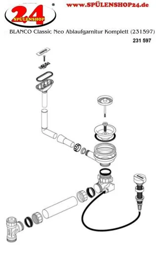 BLANCO Ablaufgarnitur 1 x 3,5'' mit Drehbettigung C-overflow horizontal modernes Sieb Ablaufgarnitur Komplett Serie: Classic Neo (231597)