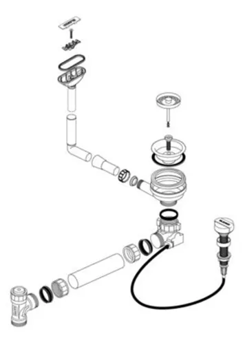 BLANCO Ablaufgarnitur 1 x 3,5'' mit Drehbettigung C-overflow horizontal modernes Sieb Ablaufgarnitur Komplett Serie: Classic Neo (231597)