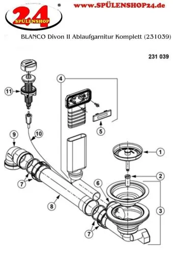 BLANCO Ablaufgarnitur 1 x 3,5'' mit Ablauffernbedienung C-overflow modernes Sieb Ablaufgarnitur Komplett Serie: Divon II (231039)