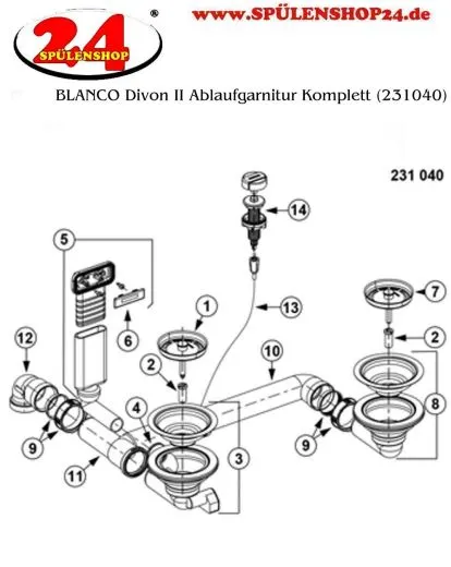 BLANCO Ablaufgarnitur 2 x 3,5'' mit Ablauffernbedienung C-overflow modernes Sieb Ablaufgarnitur Komplett Serie: Divon II (231040)