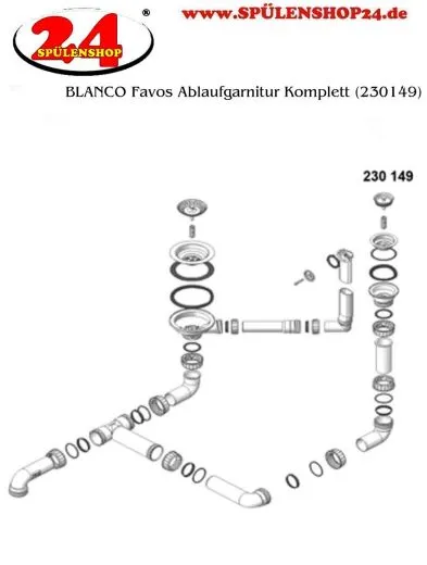 BLANCO Ablaufgarnitur 1 x 3,5'' Sieb - 1 x 1,5'' Sieb ohne Ablauffernbedienung runder berlauf Komplett Serie: Favos, Logo-Box,Multi-Box, Octagon, Style-Box (230149)