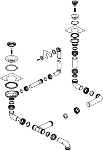 BLANCO Ablaufgarnitur 1 x 3,5'' Sieb - 1 x 1,5'' Sieb ohne Ablauffernbedienung runder berlauf Komplett Serie: Favos, Logo-Box,Multi-Box, Octagon, Style-Box (230149)