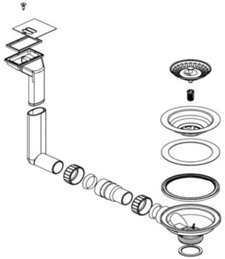 BLANCO Ablaufgarnitur 1 x 3,5'' Sieb ohne Ablauffernbedienung berlauf eckig horizontal Komplett Serie: Flex Pro (232250)