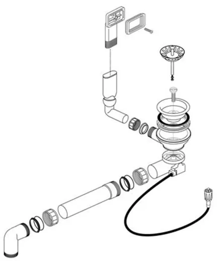 BLANCO Ablaufgarnitur 1 x 3,5'' Sieb mit Bowdenzug berlauf rechteckig Ablaufgarnitur Komplett Serie: Gamma, Supra, Ypsilon (227476) +ZK (225112)