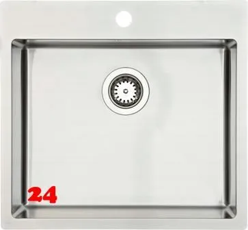 BERNUS Kchensple Cubus 540 SOFT Edelstahlsple Flachrand / Flchenbndig mit Hahnlochbank und Siebkorb als Stopfenventil