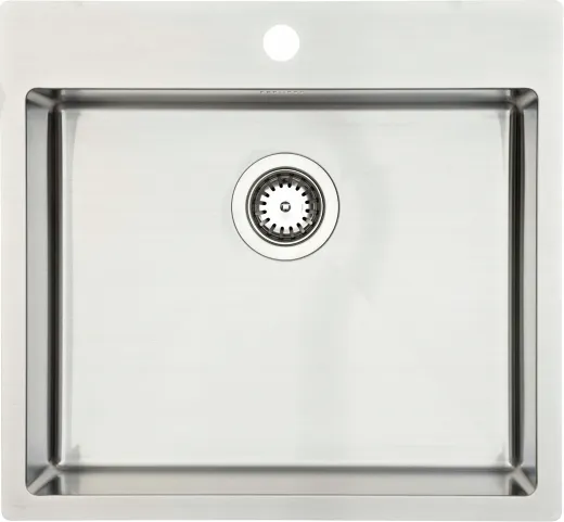 BERNUS Kchensple Cubus 540 SOFT Edelstahlsple Flachrand / Flchenbndig mit Hahnlochbank und Siebkorb als Stopfenventil