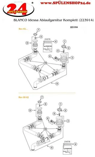 BLANCO Ablaufgarnitur 1 x 3,5'' Sieb - 1 x 1,5'' Sieb ohne Ablauffernbedienung und berlauf Ablaufgarnitur Komplett Serie: Idessa, Tolon (223914)