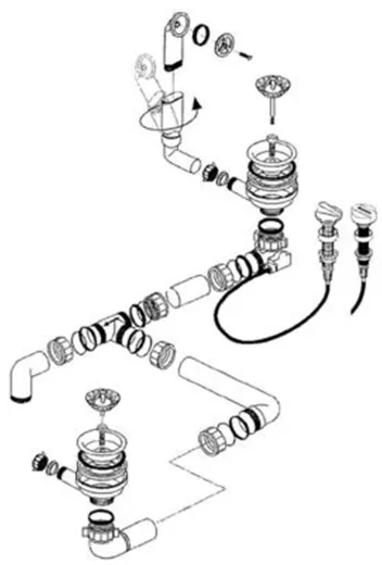BLANCO Ablaufgarnitur 2 x 3,5'' Sieb mit Ablauffernbedienung berlauf rund Ablaufgarnitur Komplett Serie: Lexa (222887)