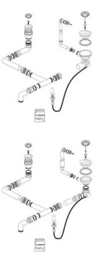 BLANCO Ablaufgarnitur 1 x 3,5'' Sieb mit Zug-Ablauffernbedienung - 1 x 1,5'' Sieb berlauf rund Ablaufgarnitur Komplett Serie: Subline (224818)