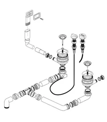 BLANCO Ablaufgarnitur 2 x 3,5'' Sieb mit Ablauffernbedienung berlauf rechteckig Ablaufgarnitur Komplett Serie: Livit (221782)