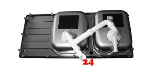 BLANCO Ablaufgarnitur 2 x 3,5'' Sieb ohne Ablauffernbedienung berlauf rechteckig ME 8 S/ME 9 Komplett Serie: Median, Naya (217390)