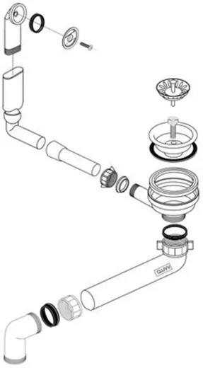 BLANCO Ablaufgarnitur 3,5'' Sieb ohne Ablauffernbedienung runder berlauf Komplett Serie: Classic, Dana, Metra, Plus, Tipo, Sona (138069)