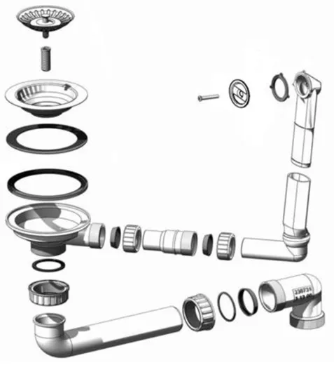 BLANCO Ablaufgarnitur 1 x 3,5'' Sieb ohne Ablauffernbedienung berlauf rund Komplett Serie: Naya (230731)