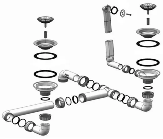 BLANCO Ablaufgarnitur 2 x 3,5'' Sieb ohne Ablauffernbedienung berlauf rund Komplett Serie: Legra, Naya (230732)