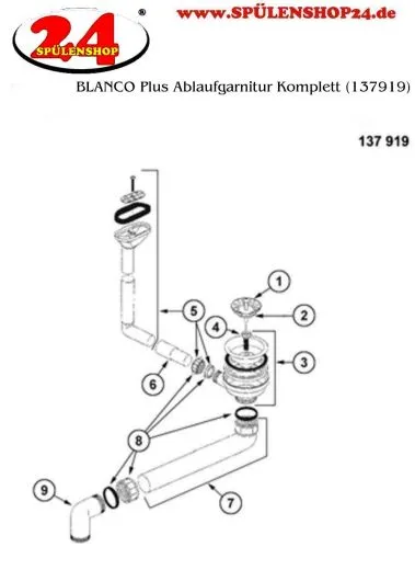 BLANCO Ablaufgarnitur 3,5'' Sieb ohne Ablauffernbedienung berlauf oval/horizontal PLUS 45 S Komplett Serie: Classic, Plus, Sona, Tipo (137919)