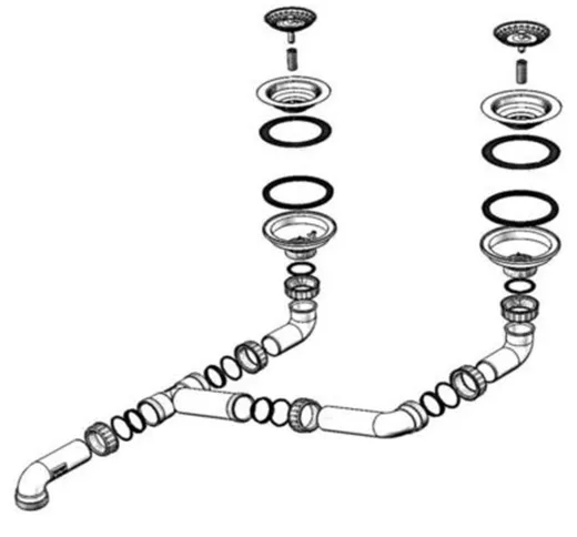 BLANCO Ablaufgarnitur 2 x 3,5'' Sieb ohne Ablauffernbedienung ohne berlauf nicht verschliebar Komplett Serie: Legra, Sona (231007)