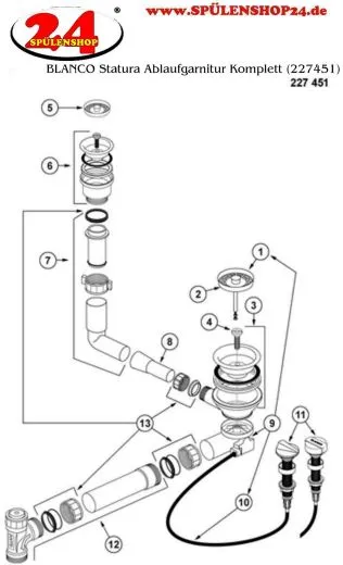 BLANCO Ablaufgarnitur 1 x 3,5'' Sieb mit Ablauffernbedienung - 1 x 1,5'' Sieb ohne berlauf Ablaufgarnitur Komplett Serie: Statura (227451)