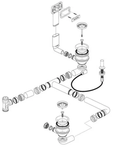 BLANCO Ablaufgarnitur 2 x 3,5'' Sieb mit Zug Ablauffernbedienung C-overflow Ablaufgarnitur Komplett Serie: Statura (227492)
