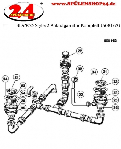 BLANCO Ablaufgarnitur 2 x 3,5'' Sieb manuell und1,5'' Stopfen manuell  Ablaufgarnitur Komplett Serie: Style/2 (508162)