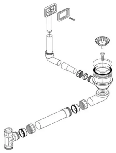 BLANCO Ablaufgarnitur 1 x 3,5'' Sieb ohne Ablauffernbedienung berlauf eckig Komplett Serie: Supra (227385)
