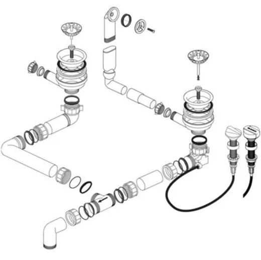 BLANCO Ablaufgarnitur 2 x 3,5'' Sieb mit Ablauffernbedienung berlauf rund Ablaufgarnitur Komplett Serie: Zia (222769)
