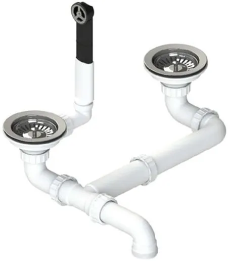 BLANCO Ablaufgarnitur 2 x 3,5'' Sieb ohne Ablauffernbedienung berlauf rund Komplett Serie: Rotan, Zia (221497)