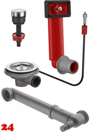 FRANKE Ablaufgarnitur 1x 3,5" Siebk�rbchen mit Ablauffernbedienung inkl. Drehknopf 1x �berlauf rechteckig (1120680185)