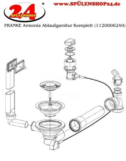 FRANKE Ablaufgarnitur 1x 3,5" Siebkrbchen mit Ablauffernbedienung inkl. Drehknopf 1x berlauf rechteckig Serie: Ariane, Armonia, BMX, Compact, GAX, Quadrant (1120006249) update 1120680185