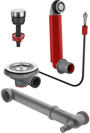 FRANKE Ablaufgarnitur 1x 3,5" mit Ablauffernbedienung 1x 3,5" Excenter Siebk�rbchen 1x �berlauf rund Serie: Basis, Impact, Maris, Pebel (1120687564)