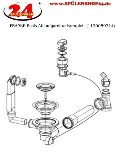 FRANKE Ablaufgarnitur 1x 3,5" mit Ablauffernbedienung 1x 3,5" Excenter Siebkrbchen 1x berlauf rund Serie: Basis, Impact, Maris, Pebel (1120687564)