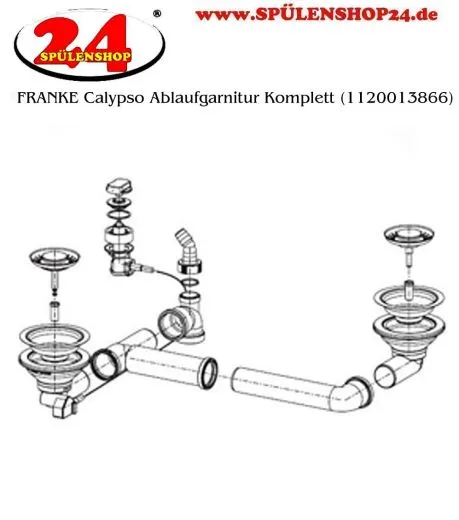 FRANKE Ablaufgarnitur 2x 3,5" Siebkrbchen mit Ablauffernbedienung inkl. Drehknopf rund chrom ohne berlauf Serie: Calypso, Libera, Mikado (1120689259)