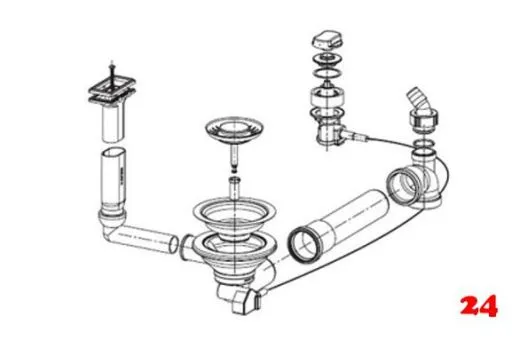 FRANKE Ablaufgarnitur 1x 3,5" Siebkrbchen mit Ablauffernbedienung 1x berlauf rechteckig/horizontal Serie: Calypso, Diana, Euroform, Libera, Strata (NEU 1120006281)