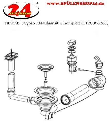 FRANKE Ablaufgarnitur 1x 3,5" Siebkrbchen mit Ablauffernbedienung 1x berlauf rechteckig/horizontal Serie: Calypso, Diana, Euroform, Libera, Strata (NEU 1120006281)
