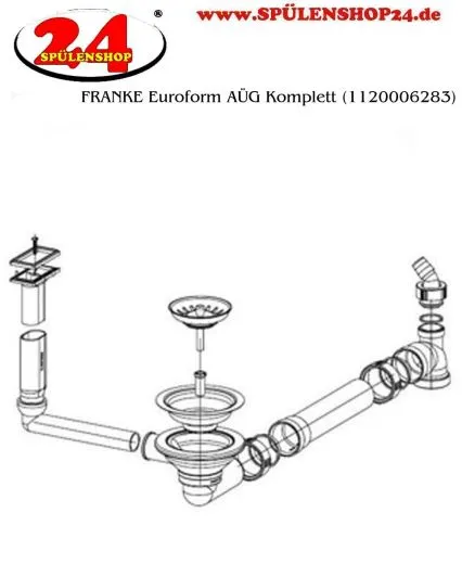 FRANKE Stopfen-Vtl. 3 1/2" fr 1 und 1 1/4 Becken Ablaufgarnitur Komplett Serie: Euroform, Libera, Strata (1120687788)