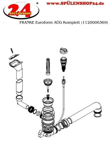 FRANKE Ablaufgarnitur. 1x 1,5" mit Ablauffernbedienung 1x 1,5" Excenter Siebkrbchen 1x berlauf rechteckig/angekantet/horizontal Serie: Euroform (1120006369)