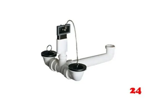 FRANKE Stopfenventil 1 1/2", 2 Becken, berlauf Ablaufgarnitur Komplett Serie: Eoroform, Eurostar (1120008410)