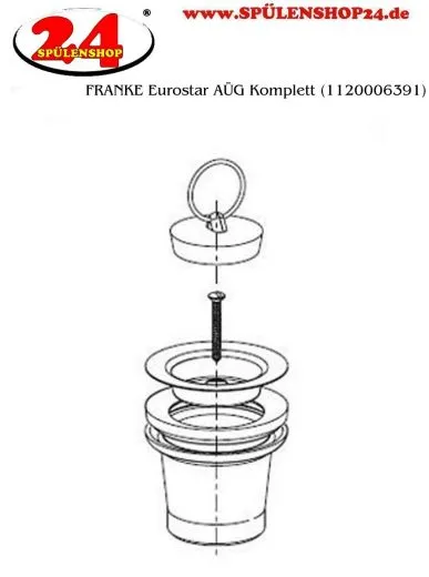 FRANKE Ablaufventil 2", 1 1/2 Stopfenventil Ablaufgarnitur Komplett Serie: Eurostar (1120006391)