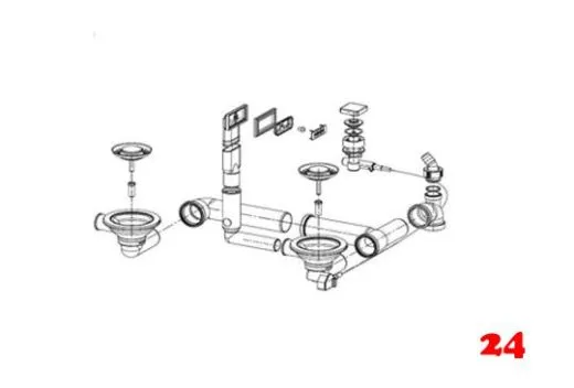 FRANKE Ablaufgarnitur Integral 2x 3,5" Siebkrbchen mit Ablauffernbedienung inkl. Drehknopf 1x berlauf rechteckig/verdeckt Serie: Epos, Mythos, Sinos (1120181689)