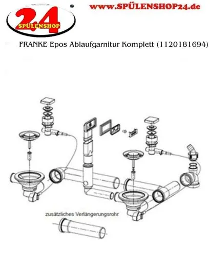 FRANKE Ablaufventil 3 1/2 Zoll Integralablauf fr 1 1/2 Becken Siebkorb-/Excenterbedienung, 2 quadratische Drehknpfe Serie: Epos, Mythos (1120181694)