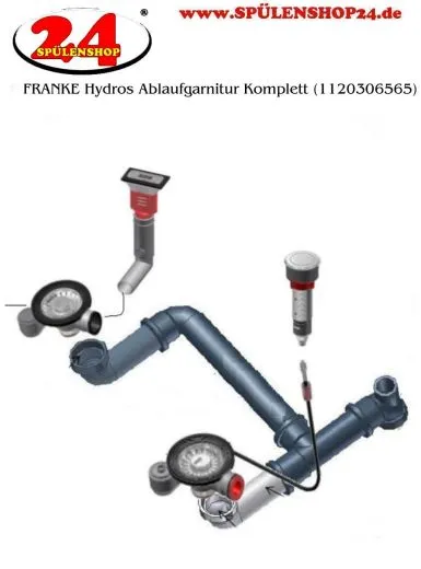 FRANKE Ablaufgarnitur Integral 2x 3,5" Siebkrbchen mit Ablauffernbedienung inkl. Druckknopfventil 1x berlauf verdeckt rechteckig Serie: Hydros (1120688020)
