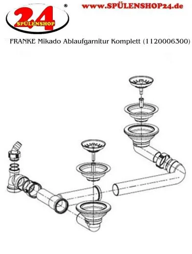 FRANKE Ablaufventil 3 1/2" 1 1/2 Siebkorb-Stopfenventil Ablaufgarnitur Komplett Serie: Mikado (1120006300)