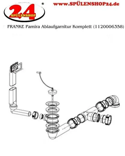 FRANKE Ablaufgarnitur 1x 1,5" ohne Ablauffernbedienung 1x 1,5" Gummi-Stopfenventil 1x berlauf rechteckig Serie: Pamira (1120006358)