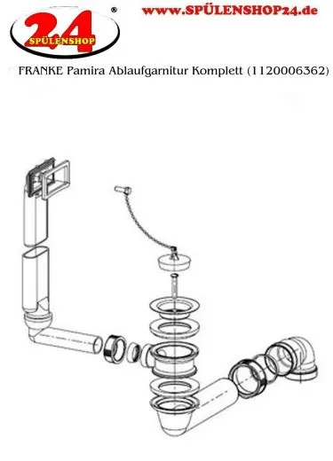 FRANKE Ablaufventil 2" 1 Stopfenventil Ablaufgarnitur Komplett Serie: Pamira (1120006362)