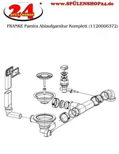 FRANKE Ablaufgarnitur 1x 3,5" mit Ablauffernbedienung 1x 3,5" Excenter Siebkrbchen inkl. Drehknopf rund chrom 1x berlauf rechteckig Serie: Pamira (1120006372) update 1120680185