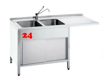 AfG Splcenter (1800x700) auf Unterbau VSCA187L-BL Gewerbesple mit Untergestell, Boden und Tren