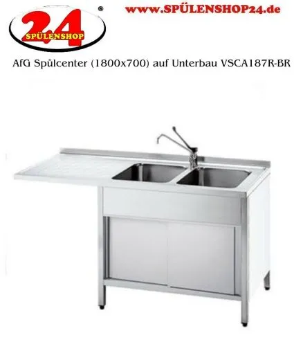 AfG Splcenter (1800x700) auf Unterbau VSCA187R-BR Gewerbesple mit Untergestell, Boden und Tren